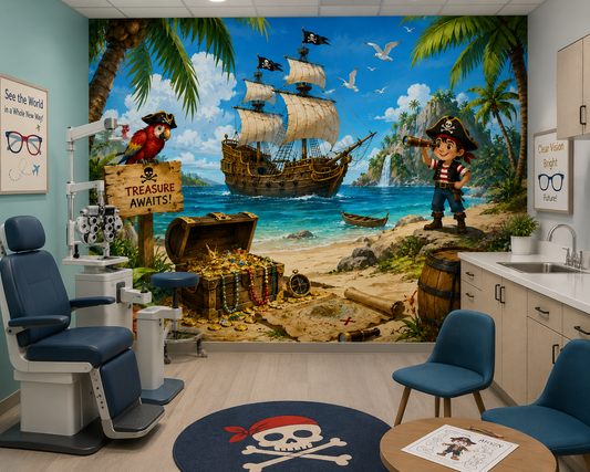 Pirate Ship Treasure Hunt Wall Mural
