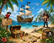 Pirate Ship Treasure Hunt Wall Mural