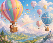 Magical Hot Air Balloon Sky Wall Mural