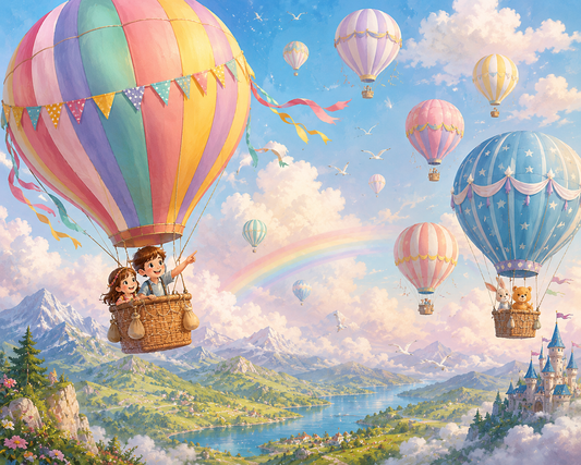 Magical Hot Air Balloon Sky Wall Mural