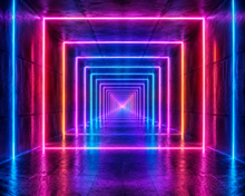 Infinite Neon Tunnel Illusion Wall Mural