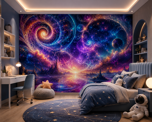 Cosmic Fractal Dreamscape Wall Mural