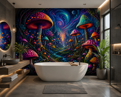 Psychedelic Mushroom Forest Wall Mural