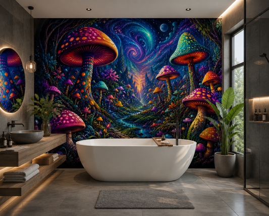 Psychedelic Mushroom Forest Wall Mural