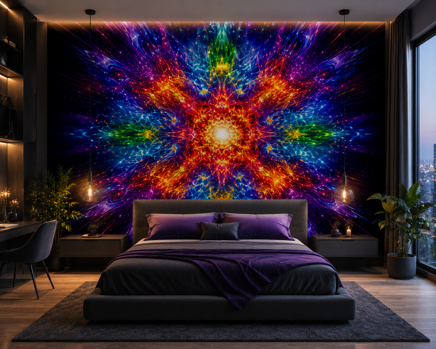 Kaleidoscope Energy Burst Wall Mural
