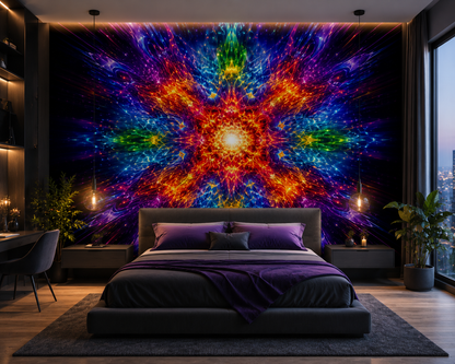 Kaleidoscope Energy Burst Wall Mural