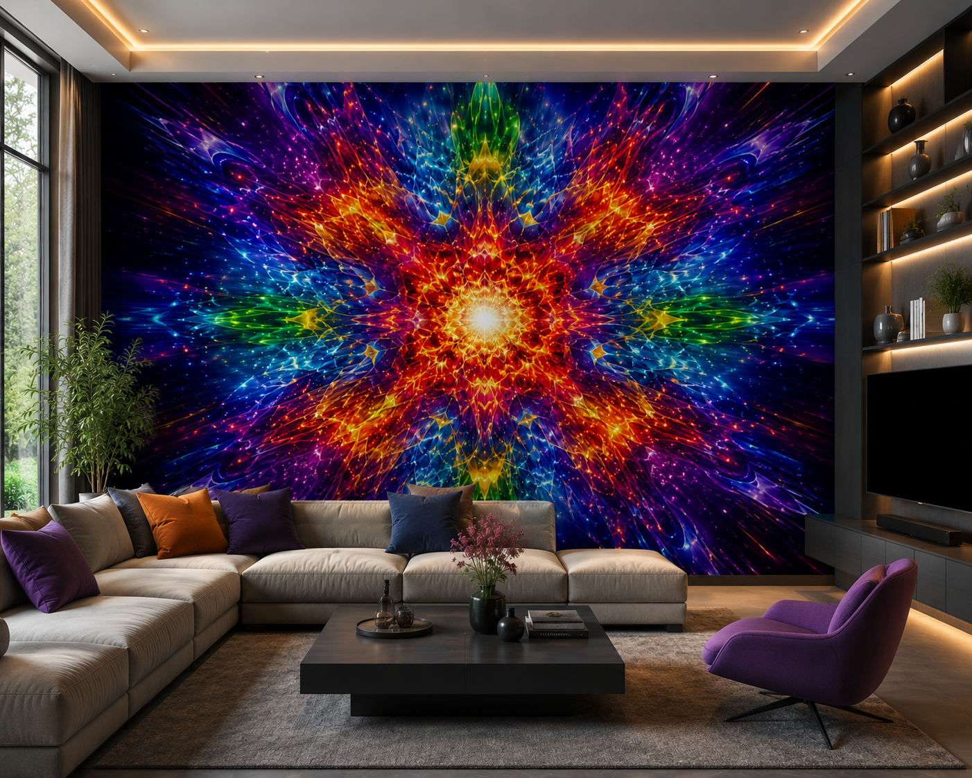 Kaleidoscope Energy Burst Wall Mural