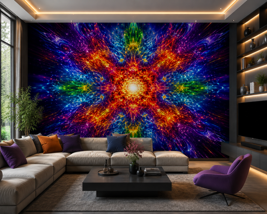 Kaleidoscope Energy Burst Wall Mural