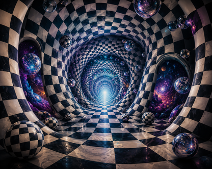 Infinite Checkerboard Portal Wall Mural