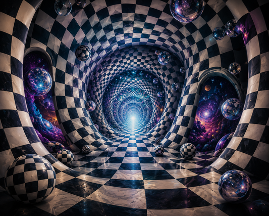 Infinite Checkerboard Portal Wall Mural