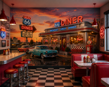 Route 66 Classic Diner Wall Mural