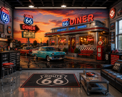 Route 66 Classic Diner Wall Mural