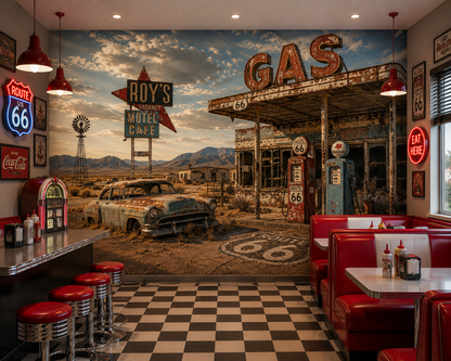 Abandoned Route 66 Americana Wall Mural
