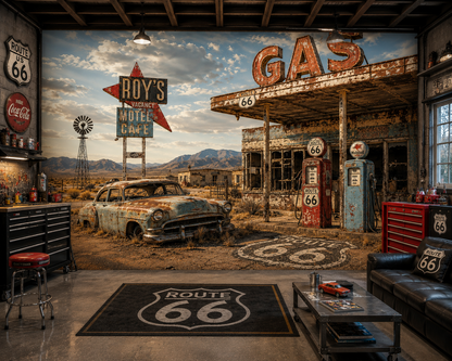 Abandoned Route 66 Americana Wall Mural