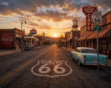 Route 66 Small Town Main Street Wall Mural