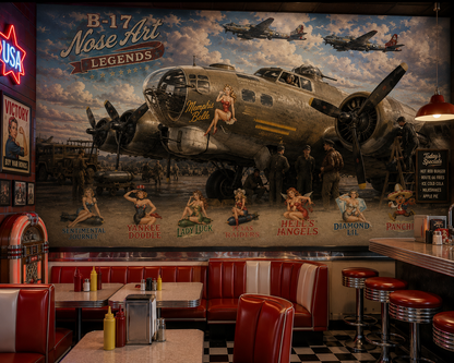 B-17 Bomber Nose Art Legends Wall Mural