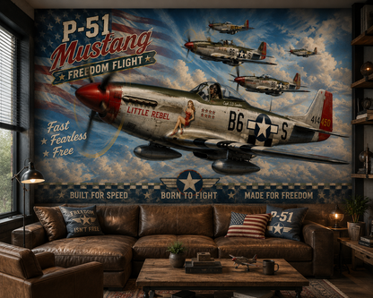 P-51 Mustang Freedom Flight Wall Mural