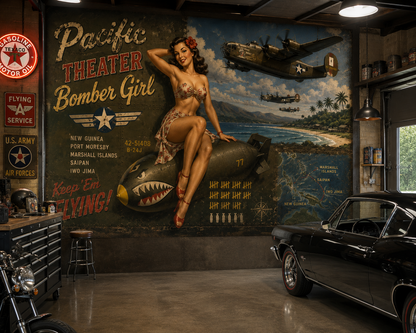 Pacific Theater Bomber Girl Wall Mural