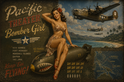 Pacific Theater Bomber Girl Wall Mural