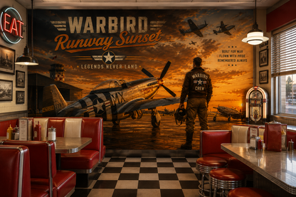 Warbird Runway Sunset Wall Mural