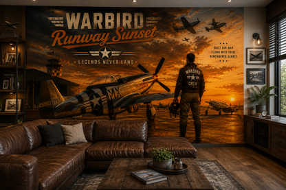 Warbird Runway Sunset Wall Mural