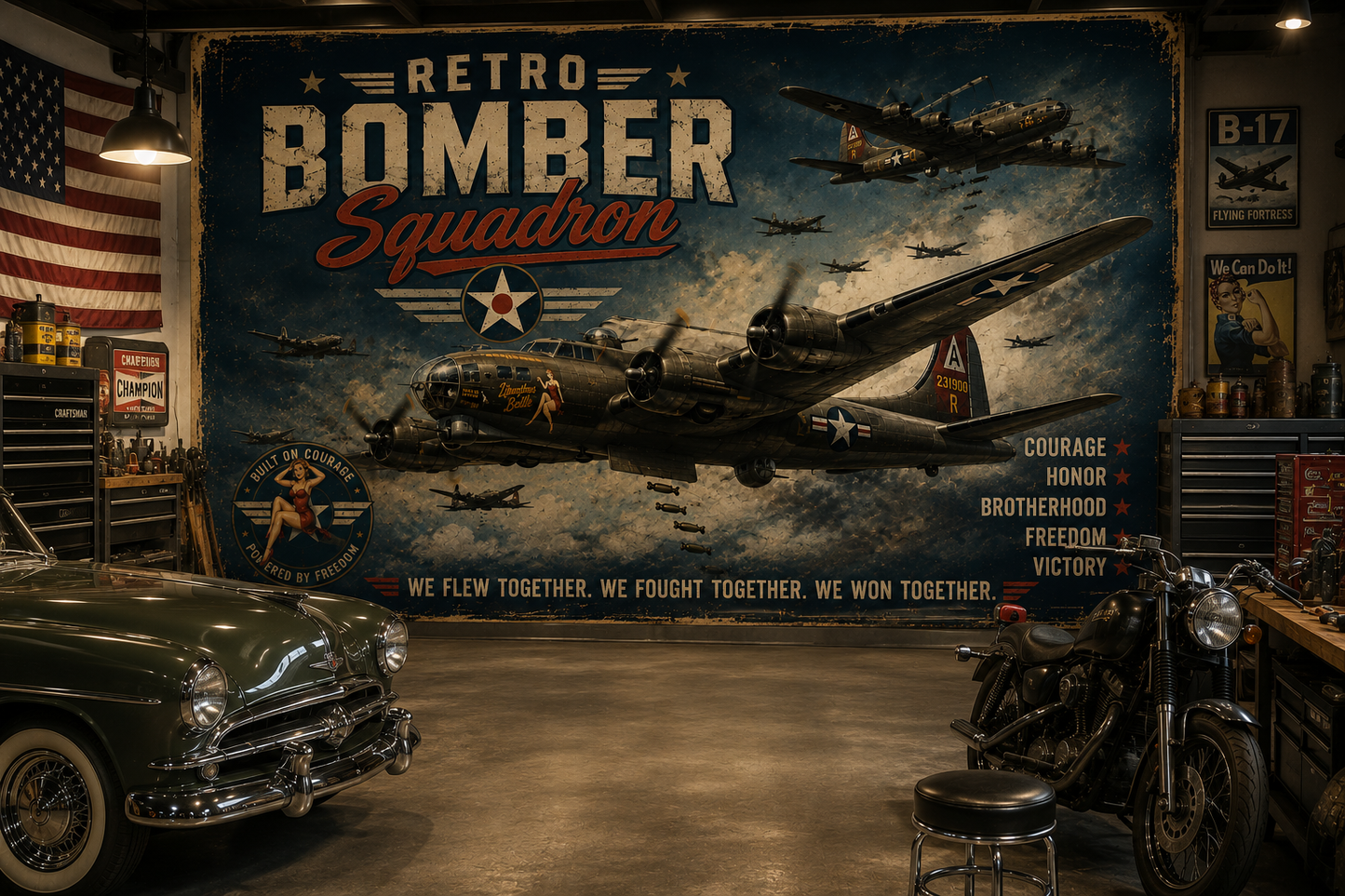 Retro Bomber Squadron Wall Mural
