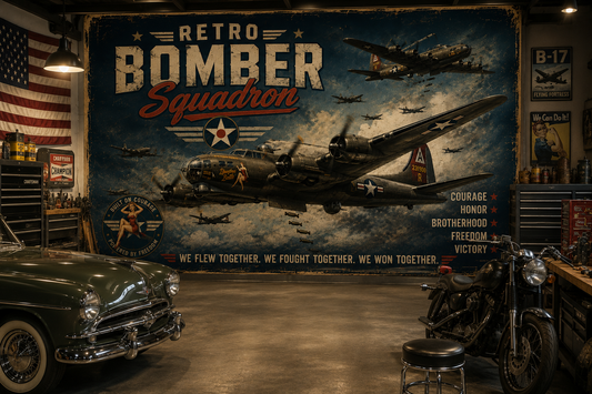 Retro Bomber Squadron Wall Mural