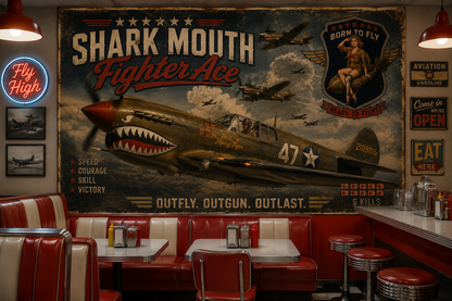 Shark Mouth Fighter Ace Wall Mural
