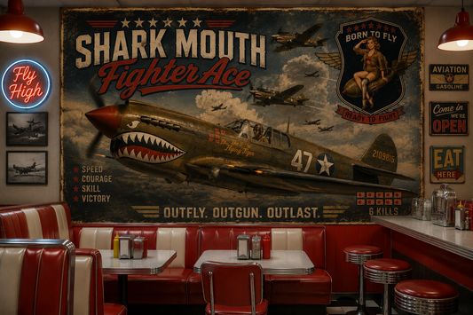 Shark Mouth Fighter Ace Wall Mural