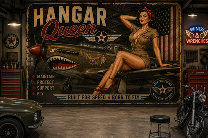 Hangar Queen Pinup Aviation Wall Mural