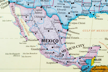 High Resolution Map of Mexico Wall Mural Wallpaper proof