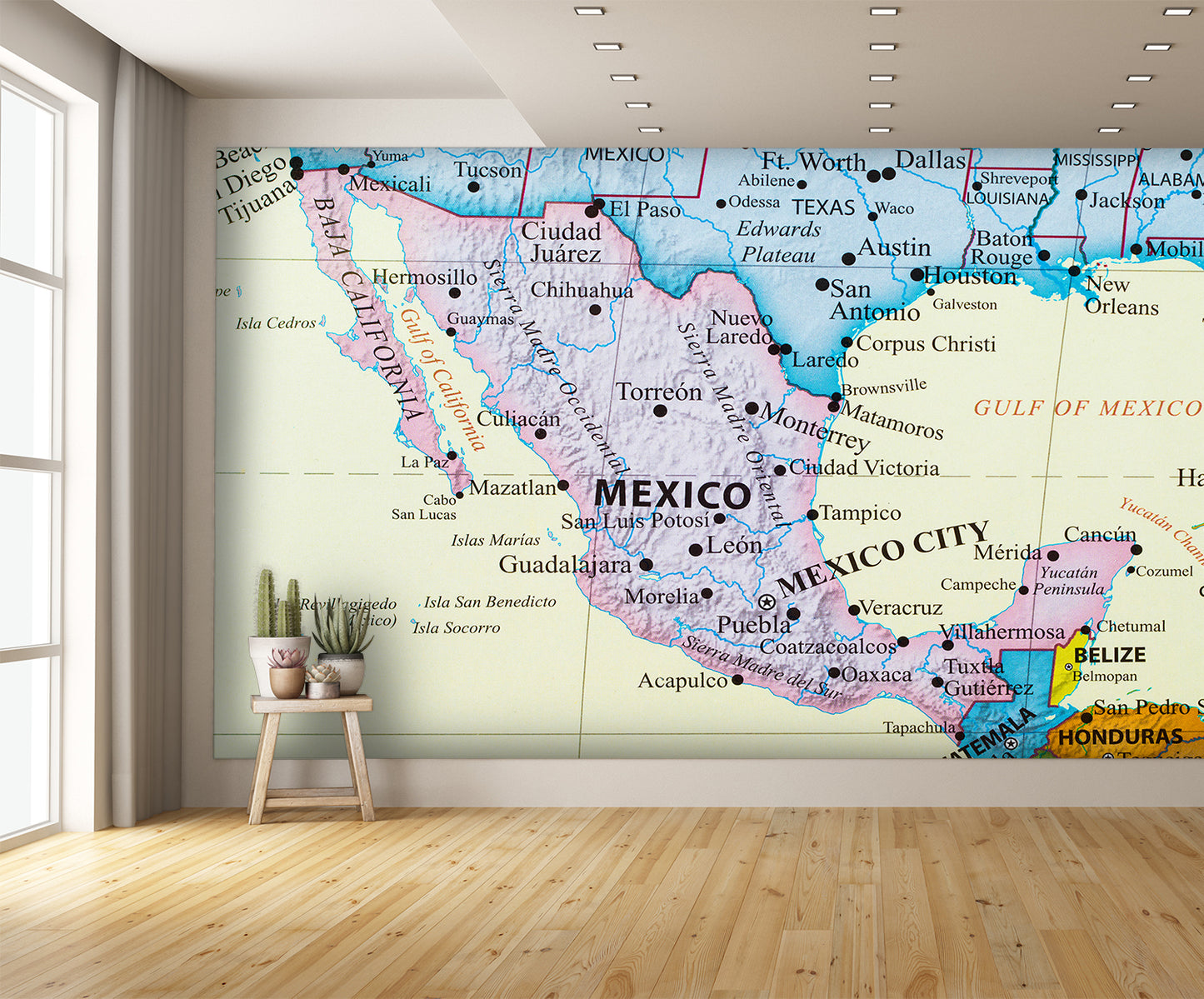 High Resolution Map of Mexico Wall Mural Wallpaper extra room