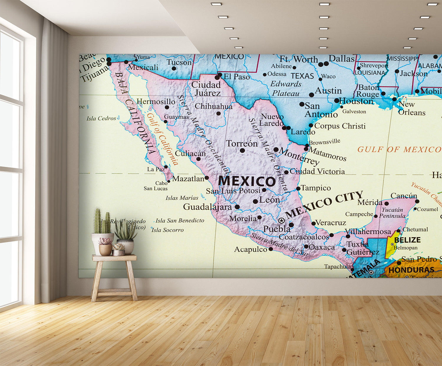 High Resolution Map of Mexico Wall Mural Wallpaper extra room