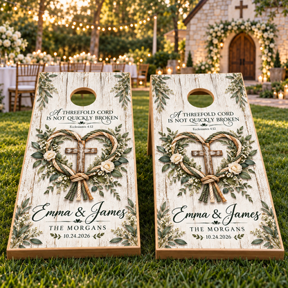 Matching Christian wedding cornhole boards(1)