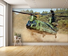 Military Helicopter Wall Mural Twin Rotor Wallpaper extra room