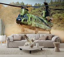 Military Helicopter Wall Mural Twin Rotor Wallpaper living room