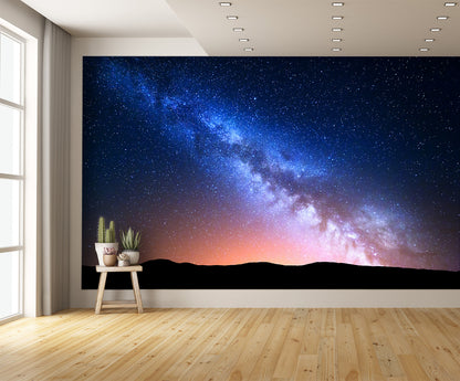Milky Way Wallpaper and Mountains Wall Mural Large Image extra room