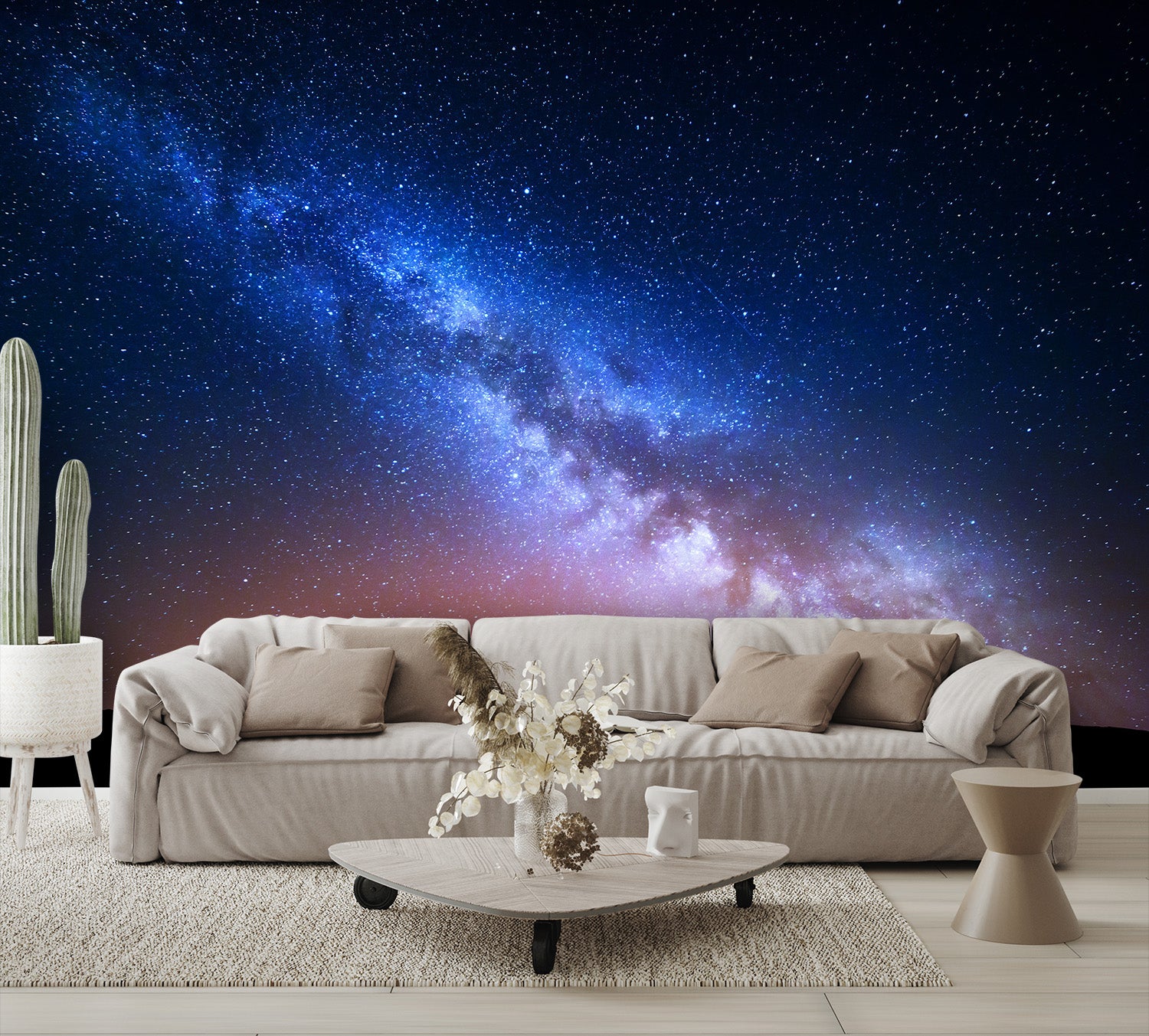 Milky Way Wallpaper and Mountains Wall Mural Large Image living room