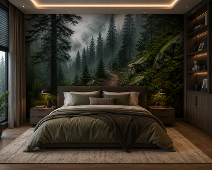 Misty Pine Forest Trail Wall Mural