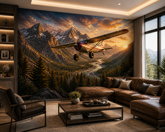 Mountain Bush Plane Adventure Wall Mural