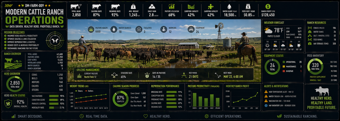 Modern Cattle Ranch Operations Desk Mat