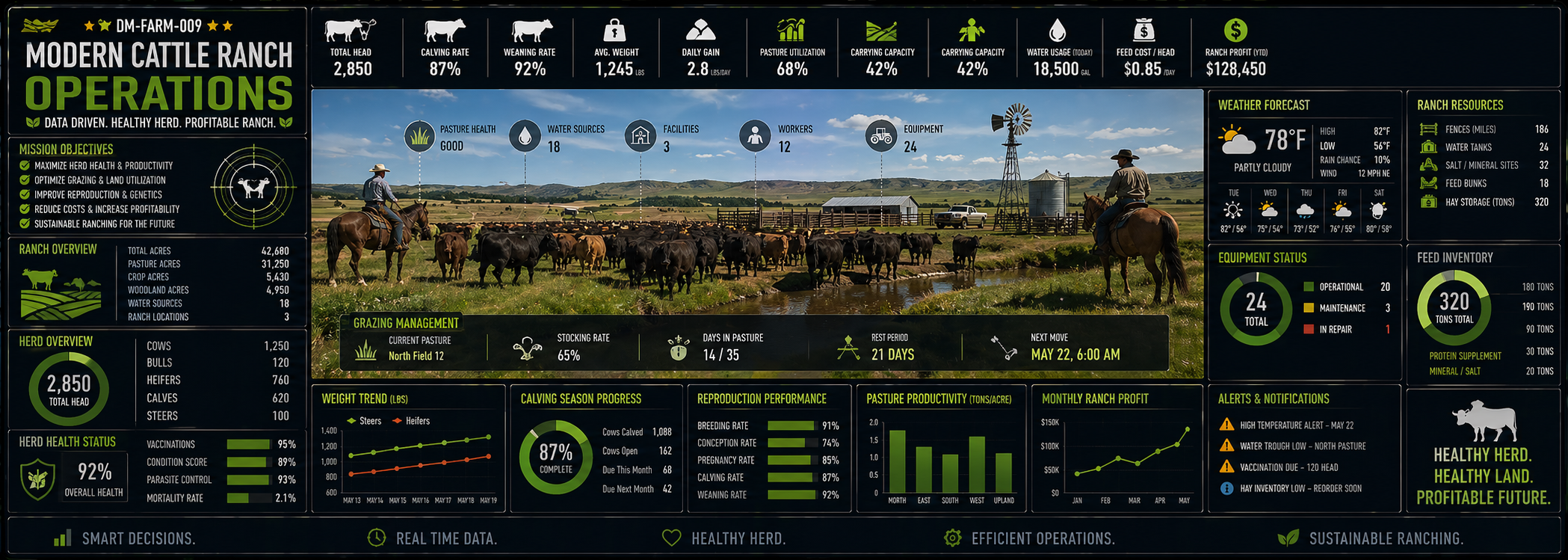 Modern Cattle Ranch Operations Desk Mat