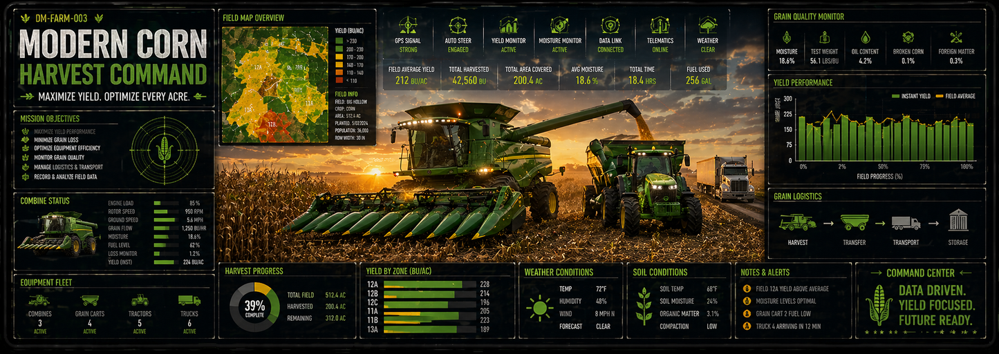 Modern Corn Harvest Command Desk Mat