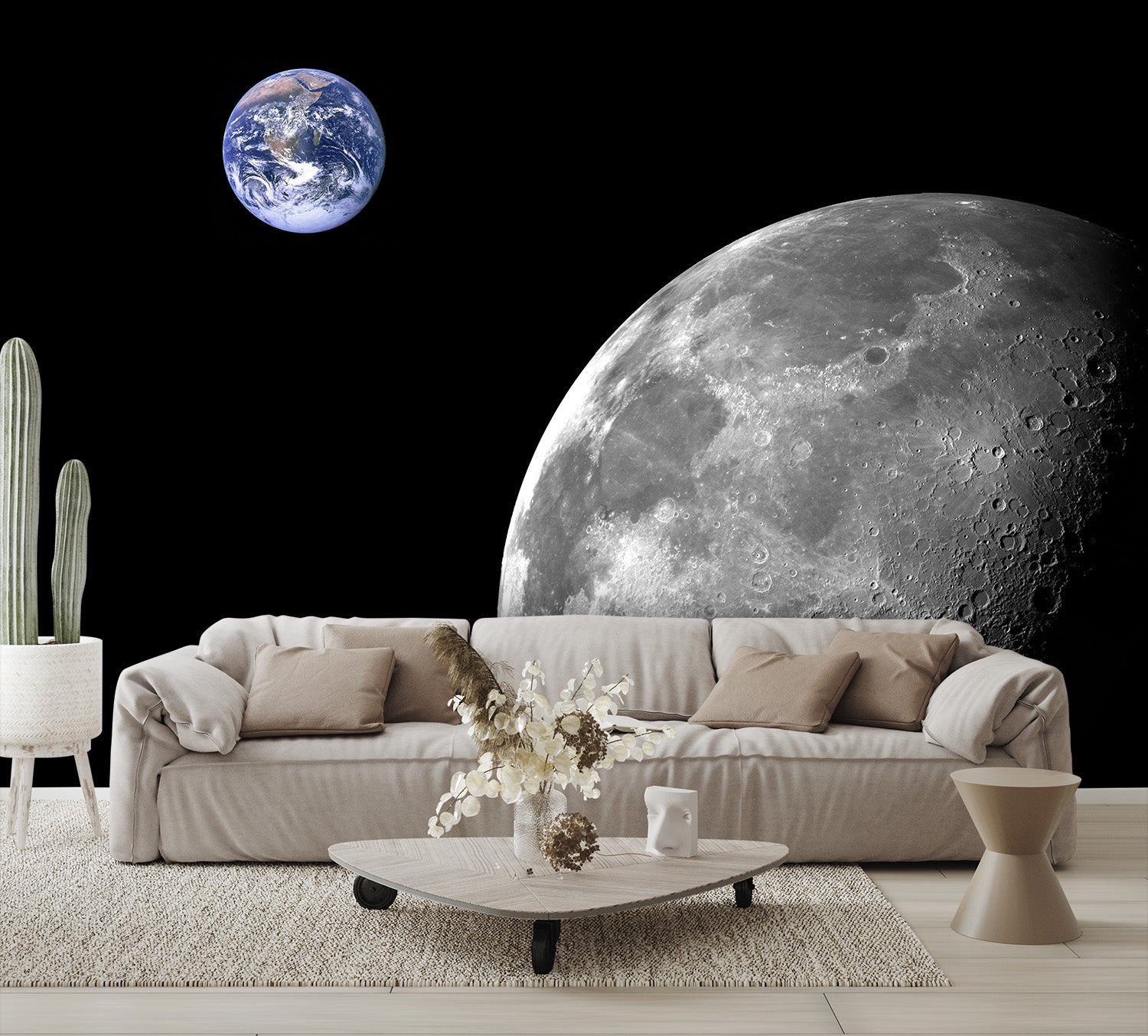 Moon Wallpaper and Earth Outer Space Large Wall Mural living room