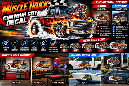 Muscle Truck Burnout Contour Cut Decal – Indoor or Outdoor
