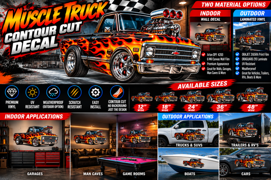 Flame Muscle Truck Contour Cut Decal – Indoor or Outdoor