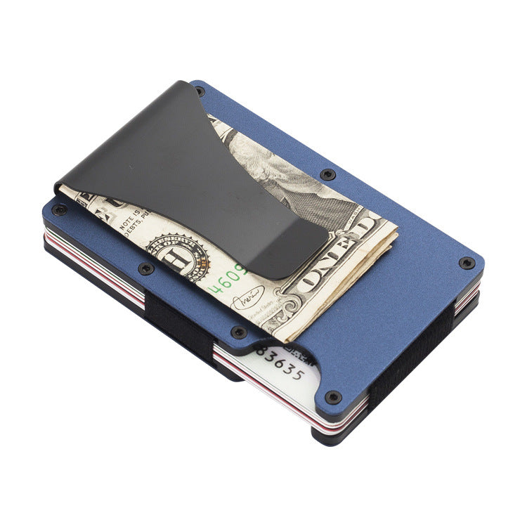 Laser Engraved Unisex Solid Color Aluminum Alloy Open Wallets