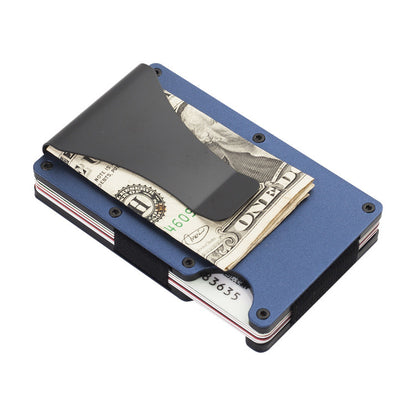 Laser Engraved Unisex Solid Color Aluminum Alloy Open Wallets