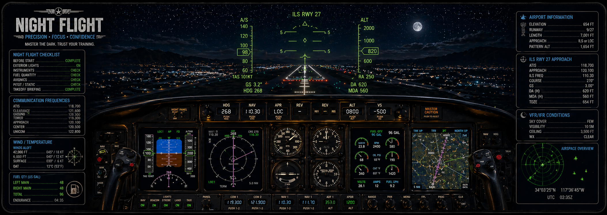 Night Flight Navigation Desk Mat