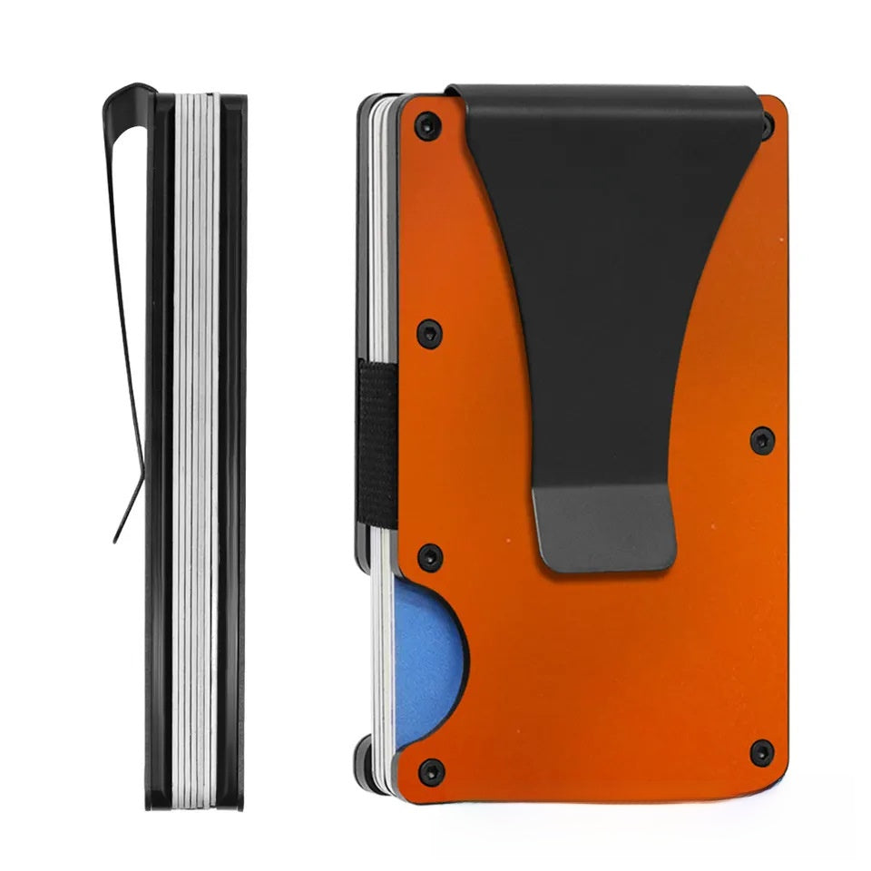 Laser Engraved Unisex Solid Color Aluminum Alloy Open Wallets